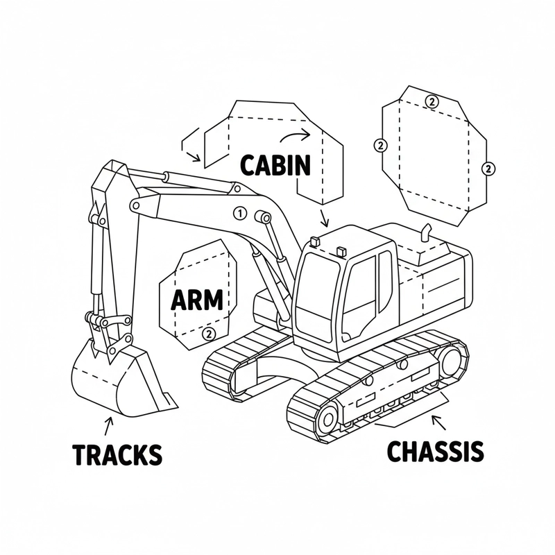 Bé tô màu máy xúc vui học