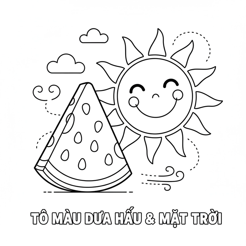 Bé tô màu quả dưa hấu đáng yêu