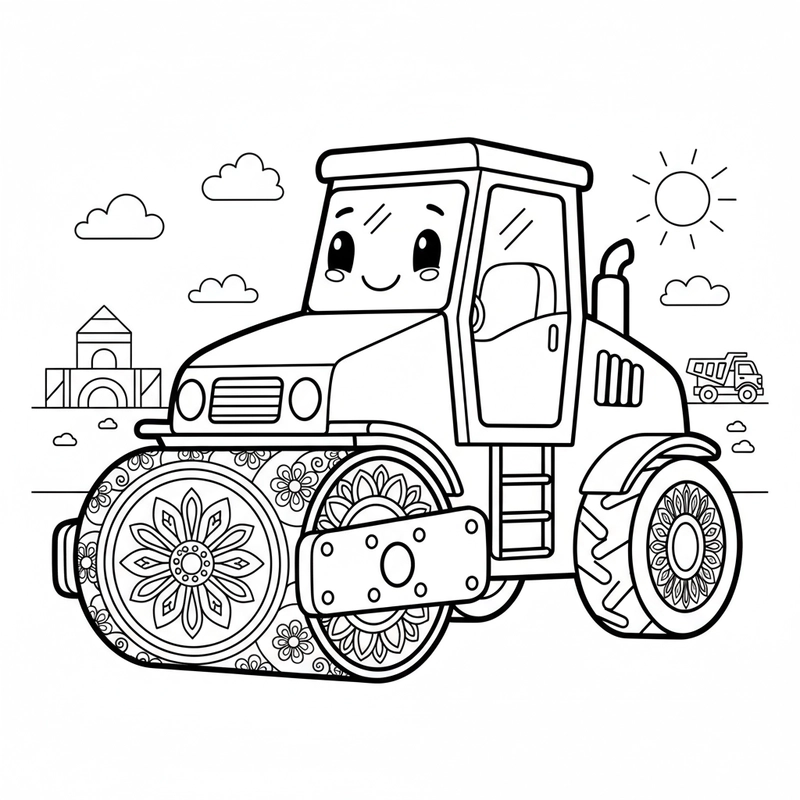 Bé tô màu xe lu đáng yêu