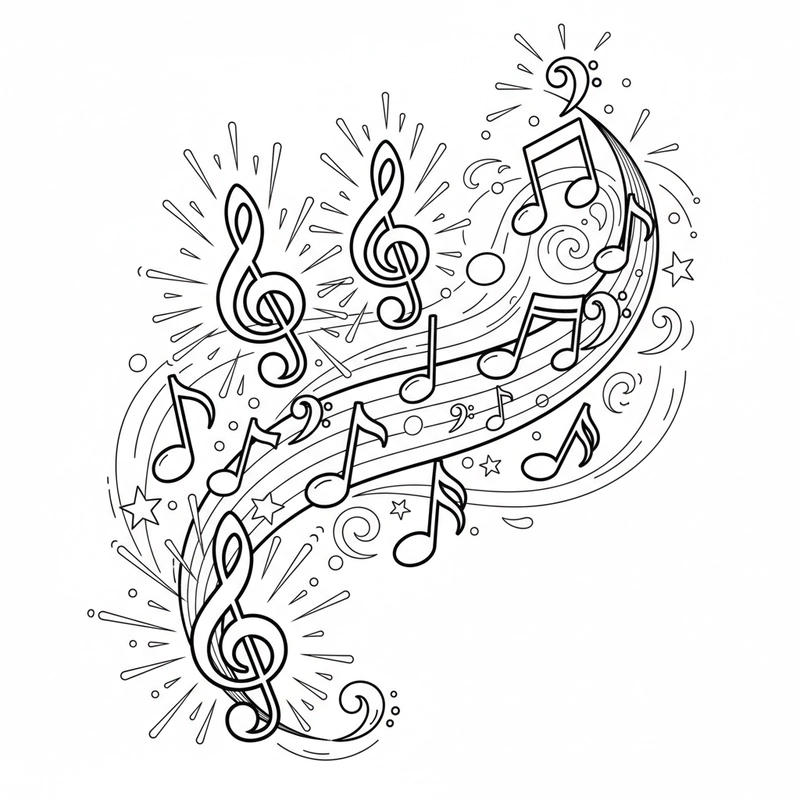 Bộ hình nốt nhạc tô màu cho trẻ