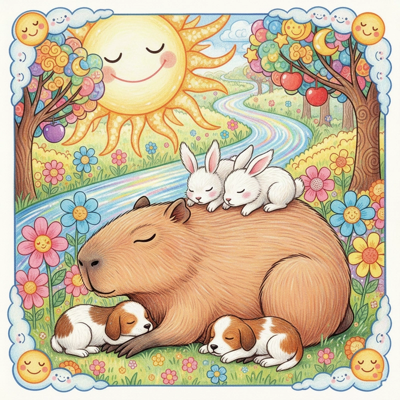 Bộ tranh Capybara cute đơn giản sáng tạo