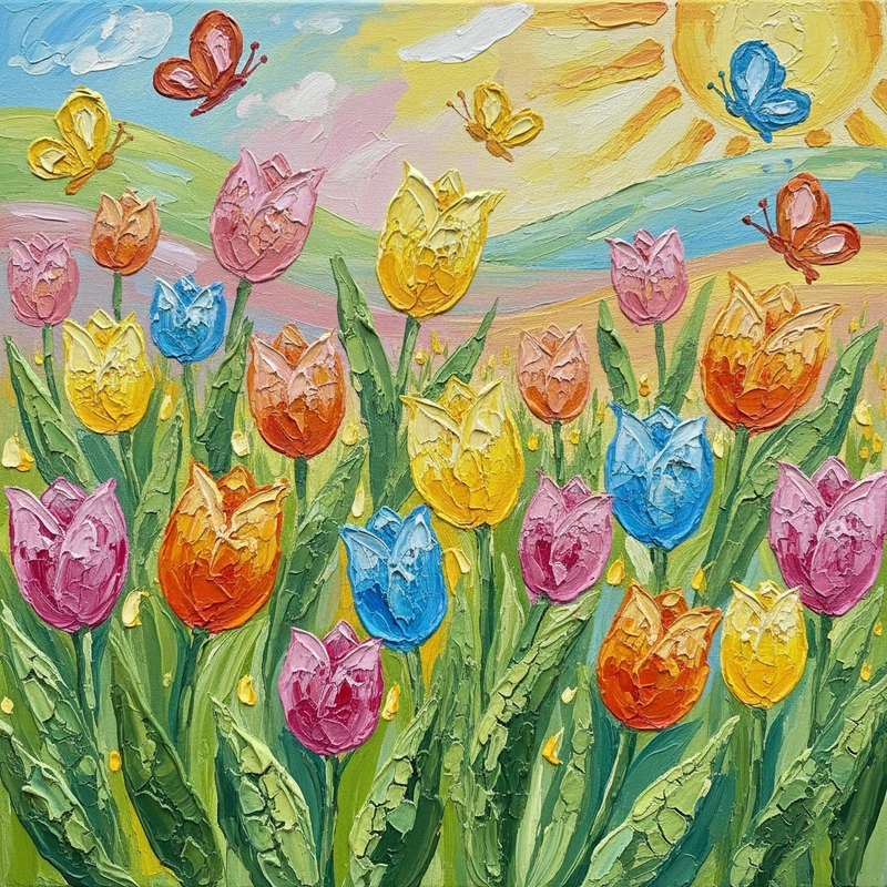 Cánh đồng tulip đầy màu sắc