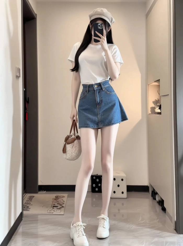 Gái xinh da trắng váy ngắn thanh thoát