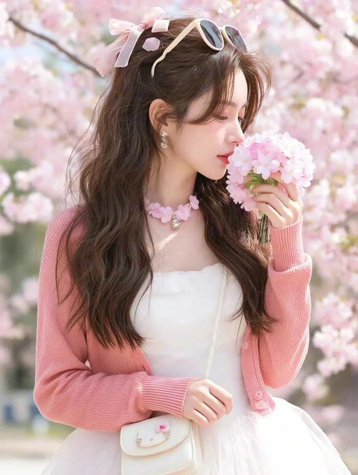 Gái xinh mặc pinky không che mặt nổi bật