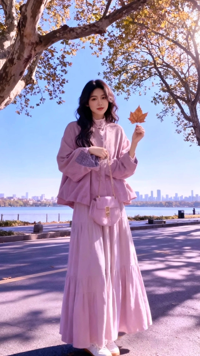 Gái xinh mặc pinky không che mặt tươi sáng