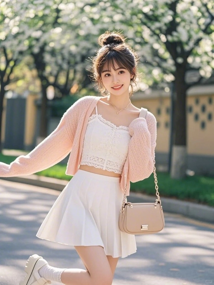 Gái xinh váy trắng ngắn nhẹ nhàng