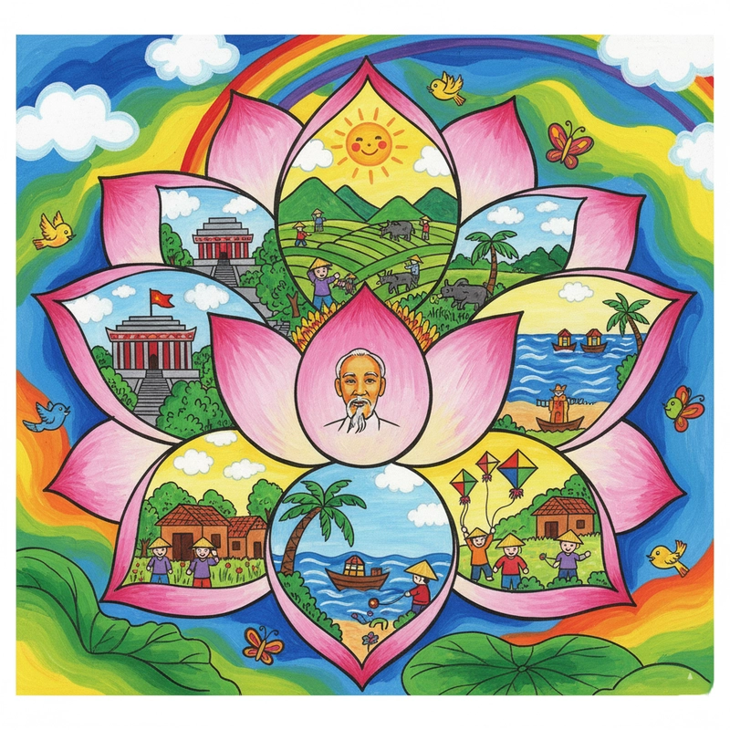 Gợi ý tranh Lăng Bác cho bài học mỹ thuật