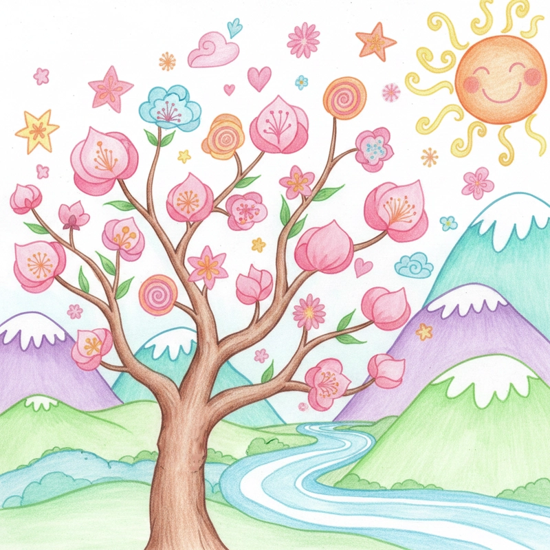 Gợi ý vẽ hoa đào xứ Lạng đơn giản