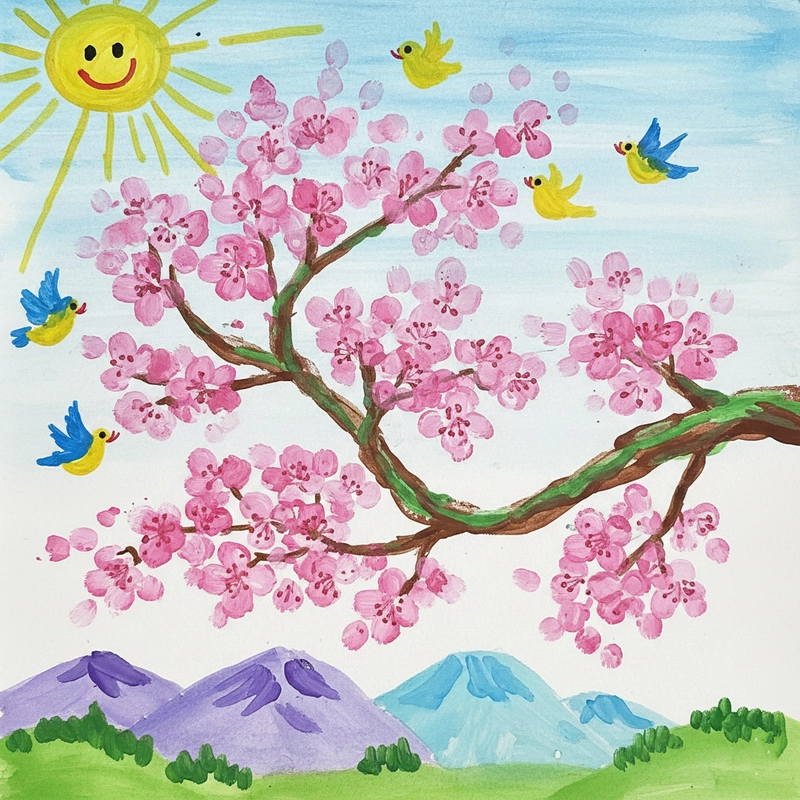 Gợi ý vẽ phong cảnh hoa đào