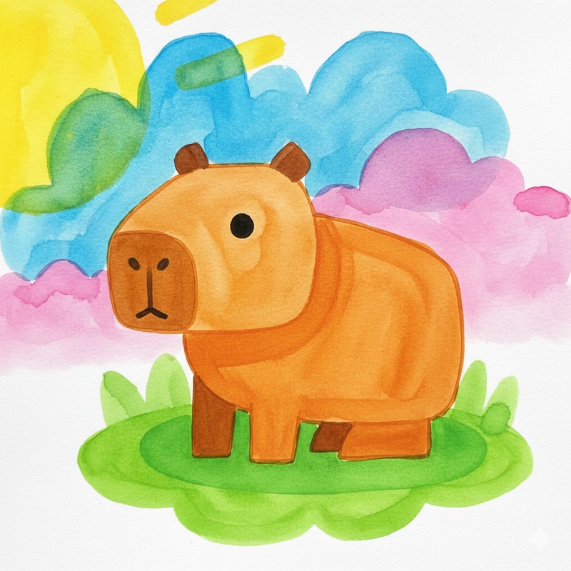 Hình Capybara cute cho bé luyện sáng tạo