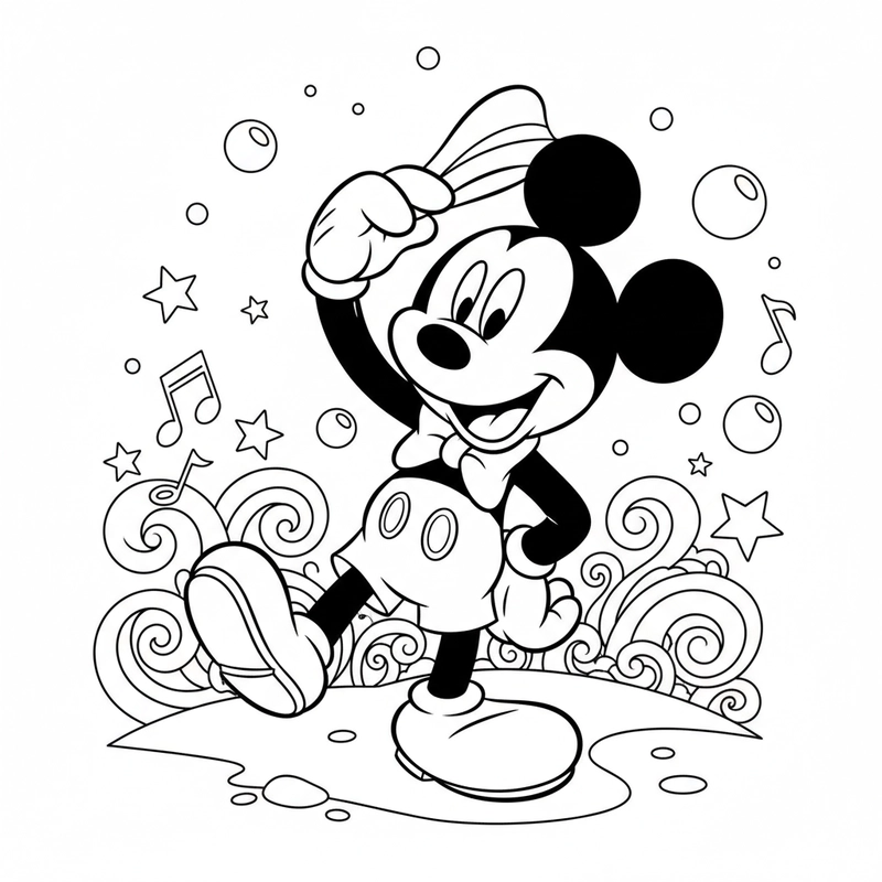 Hình Chuột Mickey tô màu in ấn rõ nét