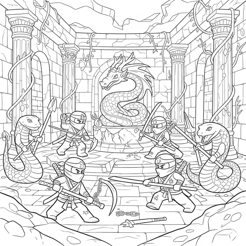 Hình Ninjago tô màu cho bé mê phiêu lưu