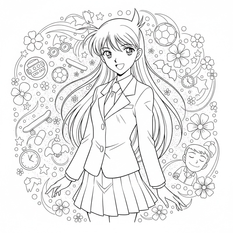 Hình Ran Mori tô màu cho bé