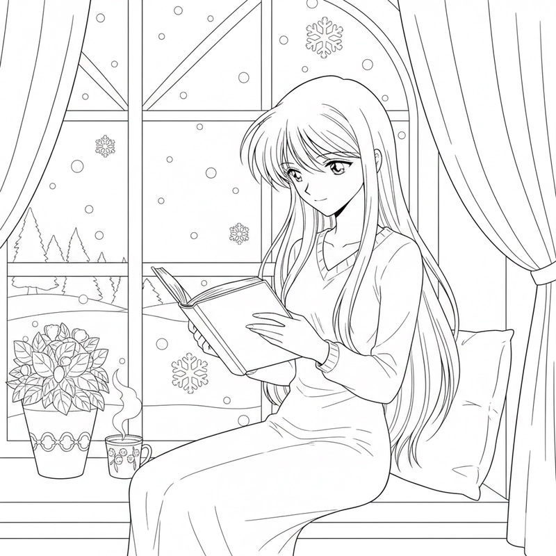 Hình Ran Mori tô màu nét đậm