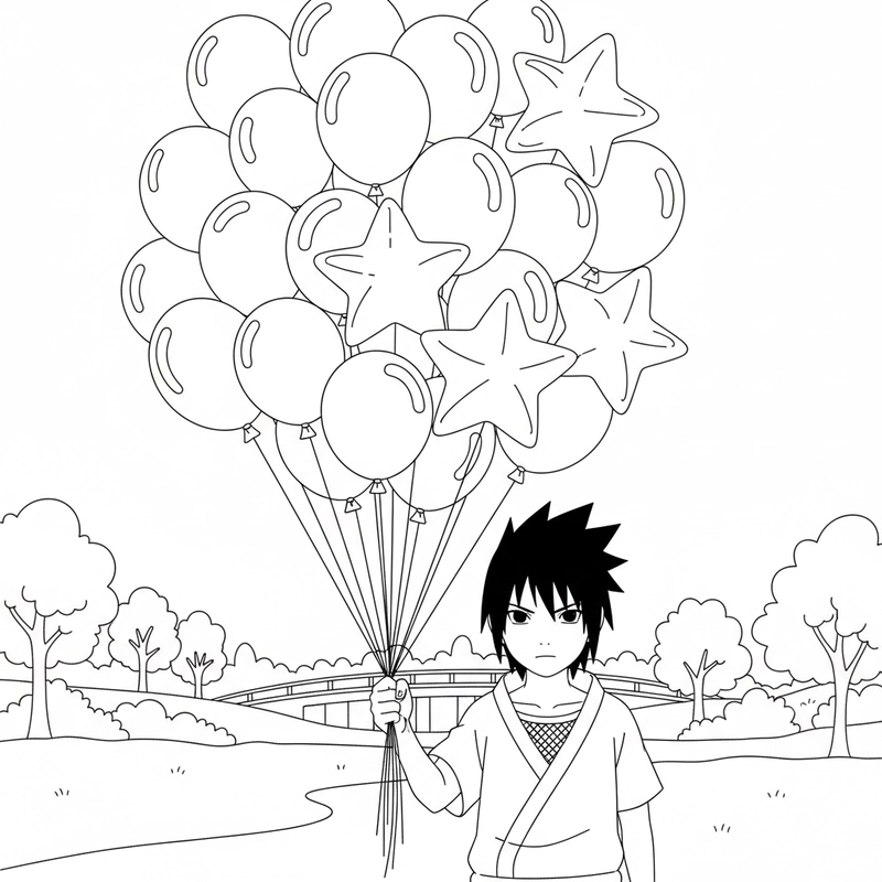 Hình Sasuke tô màu sinh động