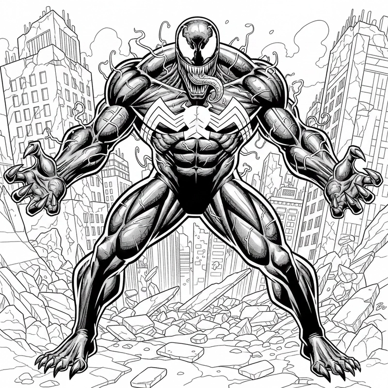 Hình Venom tô màu chuẩn in sắc nét