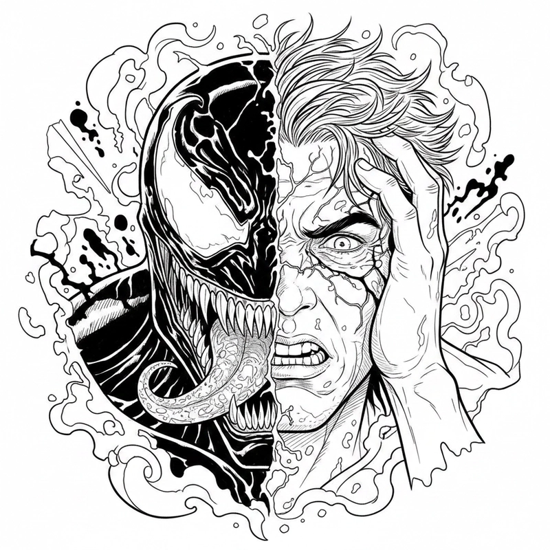 Hình Venom tô màu giúp bé rèn kỹ năng vẽ