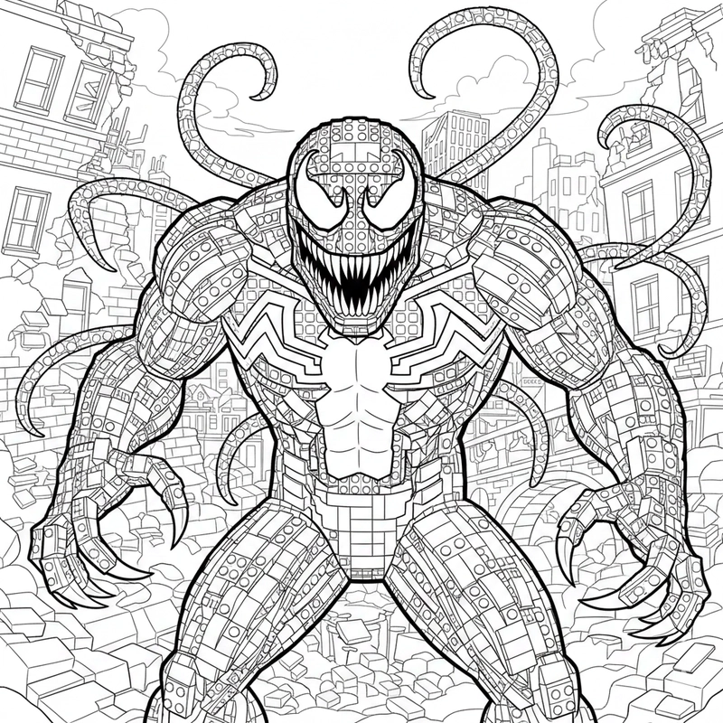 Hình Venom tô màu phong cách quái vật mạnh mẽ