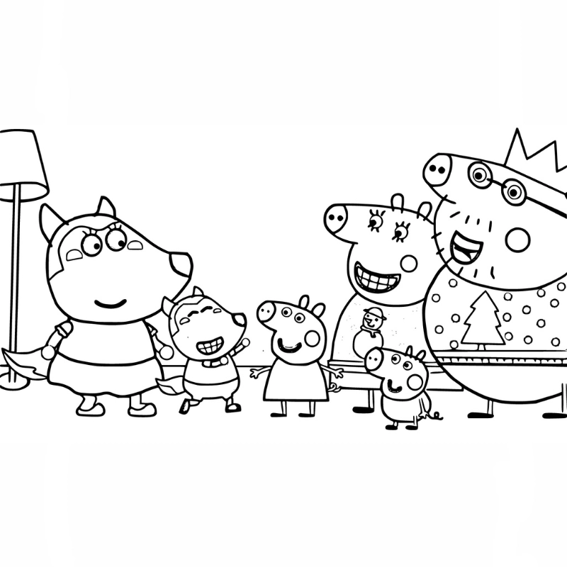 Hình Wolfoo đen trắng dễ tô đơn giản