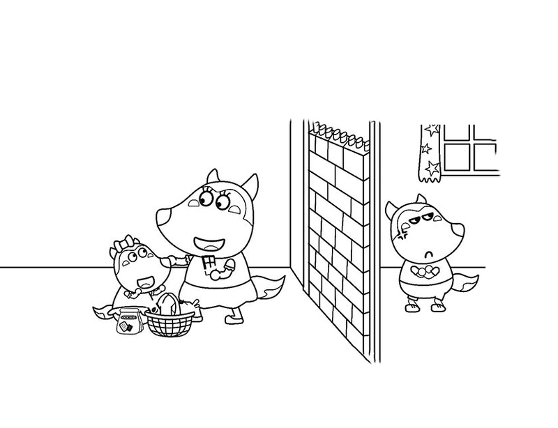 Hình Wolfoo đơn giản bé tập phối màu