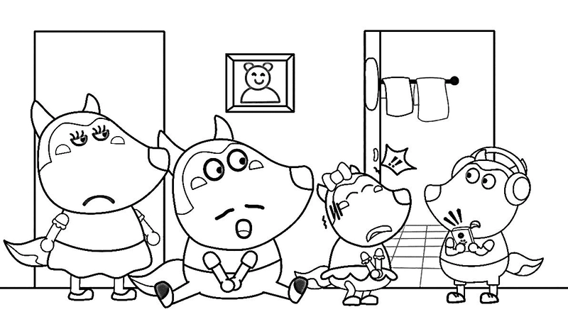 Hình Wolfoo trắng đen cho bé tô màu