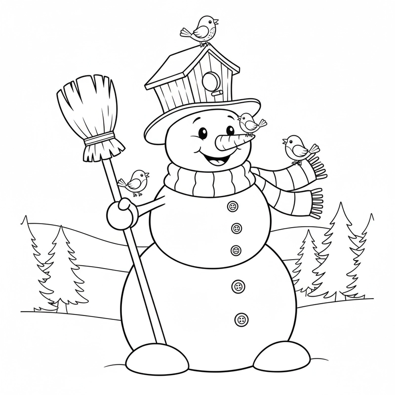 Hình ảnh tô màu người tuyết Noel