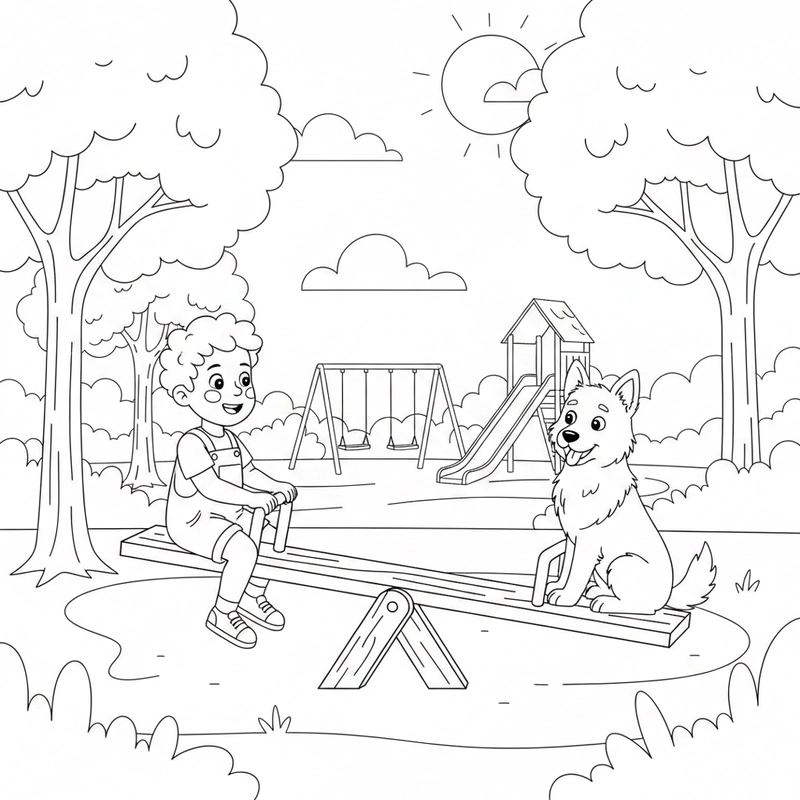 Hình bập bênh đáng yêu cho trẻ tập tô