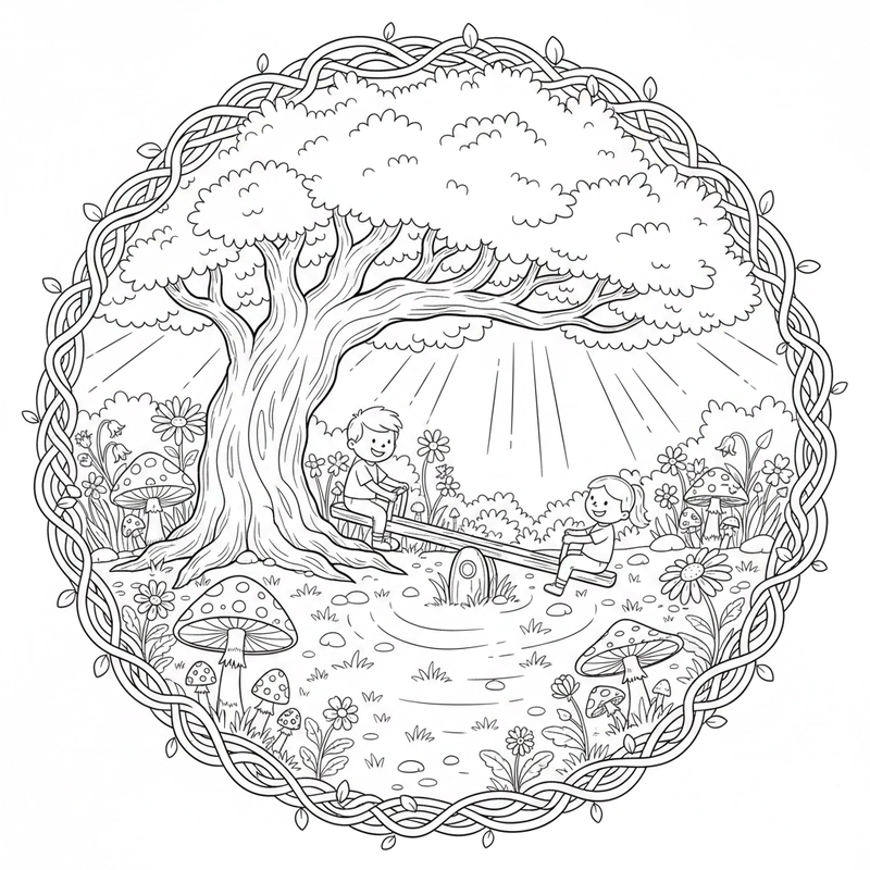 Hình bập bênh vui vẻ tập tô màu