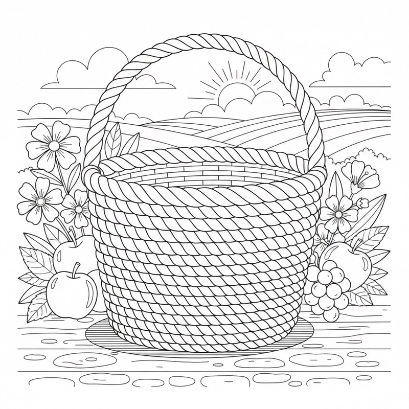 Hình cái giỏ tô màu nét đậm