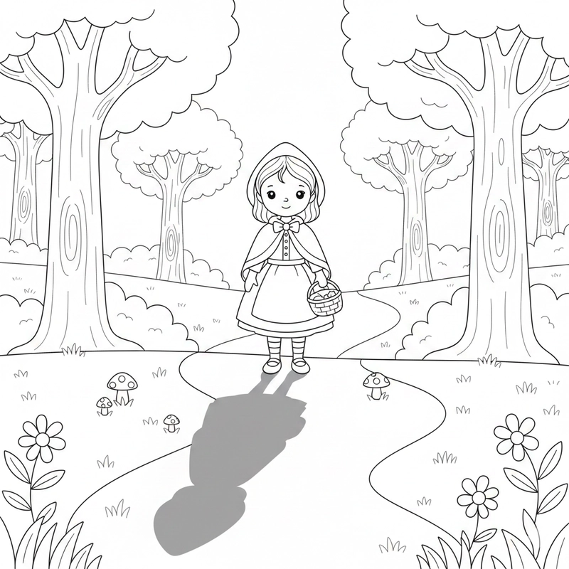 Hình cô bé quàng khăn đỏ cho bé luyện tô