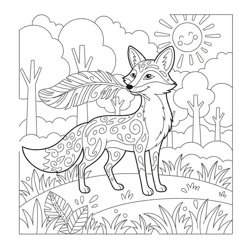 Hình con cáo tô màu dễ thương