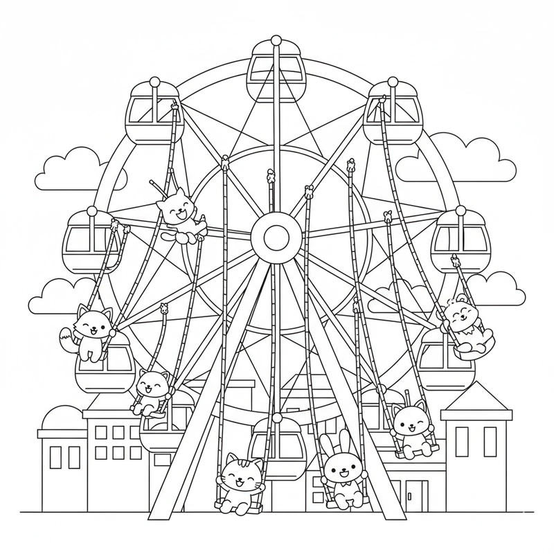 Hình đu quay tô màu ngộ nghĩnh