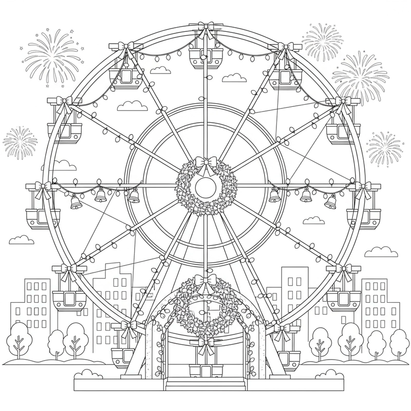 Hình đu quay tô màu sáng tạo