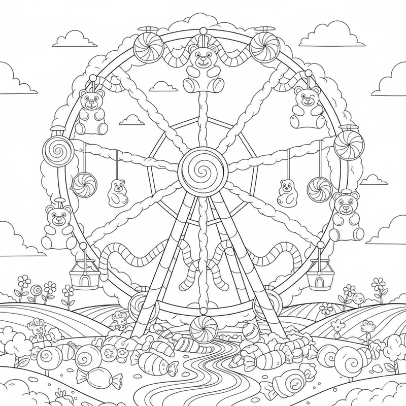 Hình đu quay tô màu vui nhộn