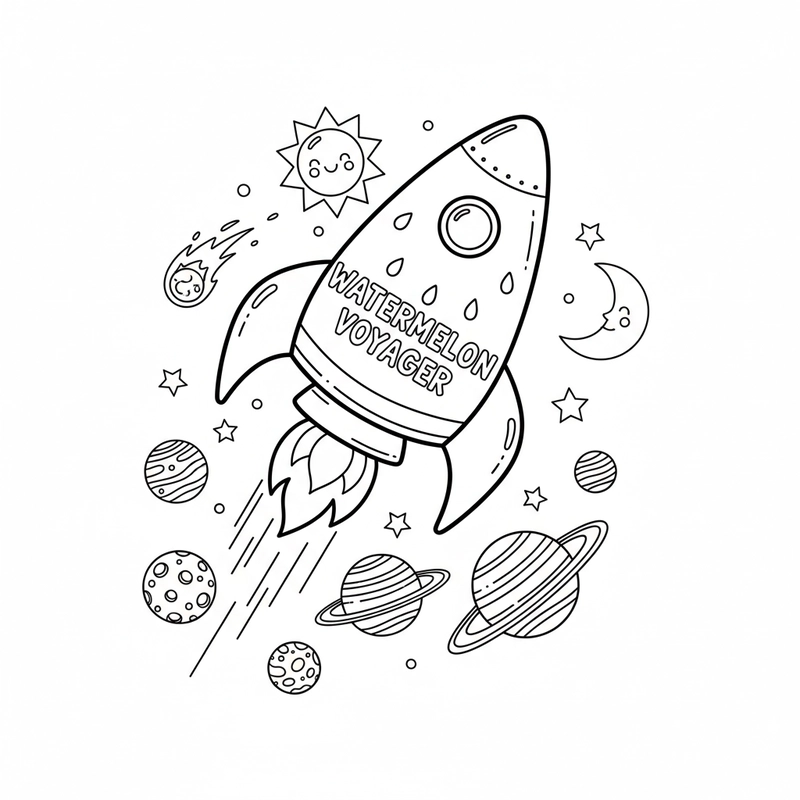 Hình dưa hấu tô màu cho trẻ em