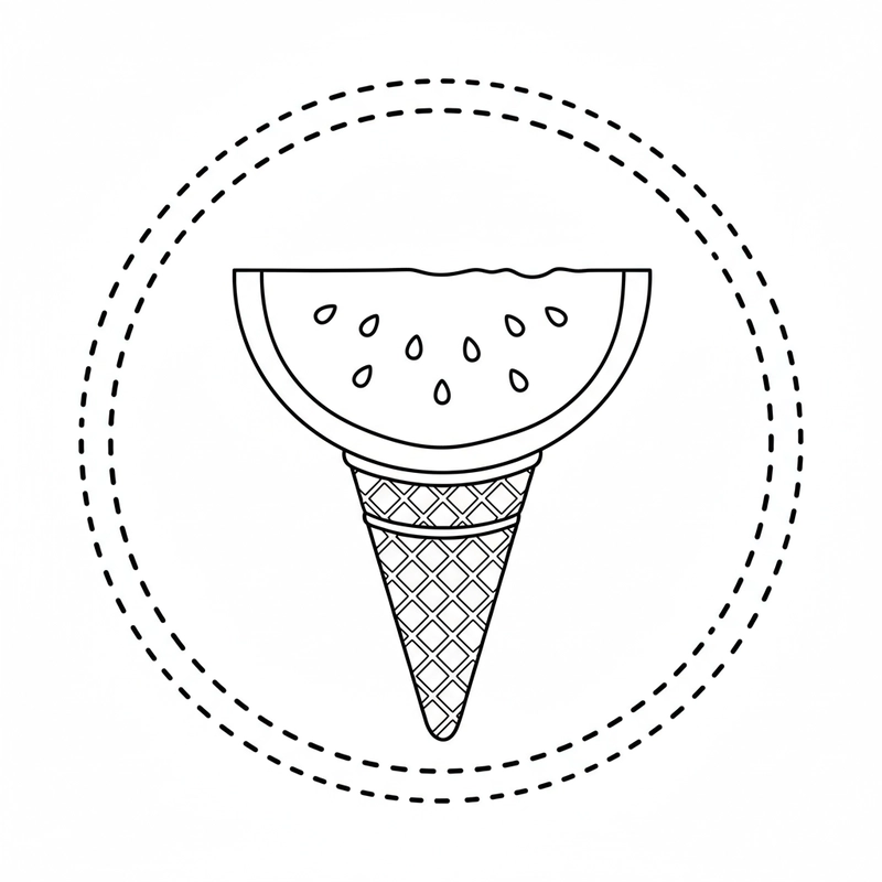 Hình dưa hấu tô màu đơn giản