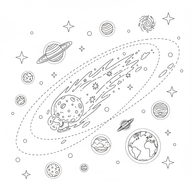 Hình học Hệ Mặt Trời tô màu đơn giản