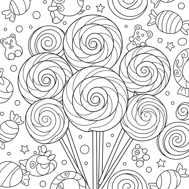 Hình kẹo mút để bé tô màu tự do