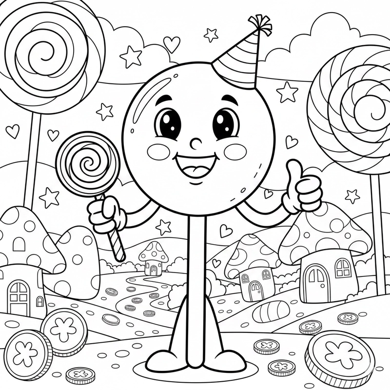 Hình kẹo mút đơn giản để tô màu