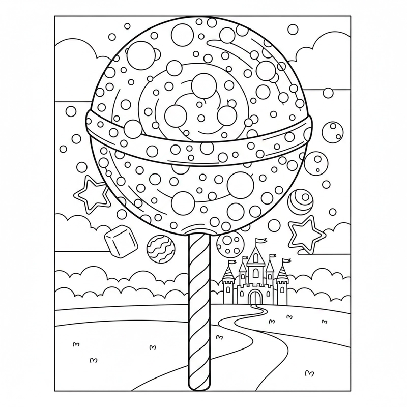 Hình kẹo mút tô màu sáng tạo