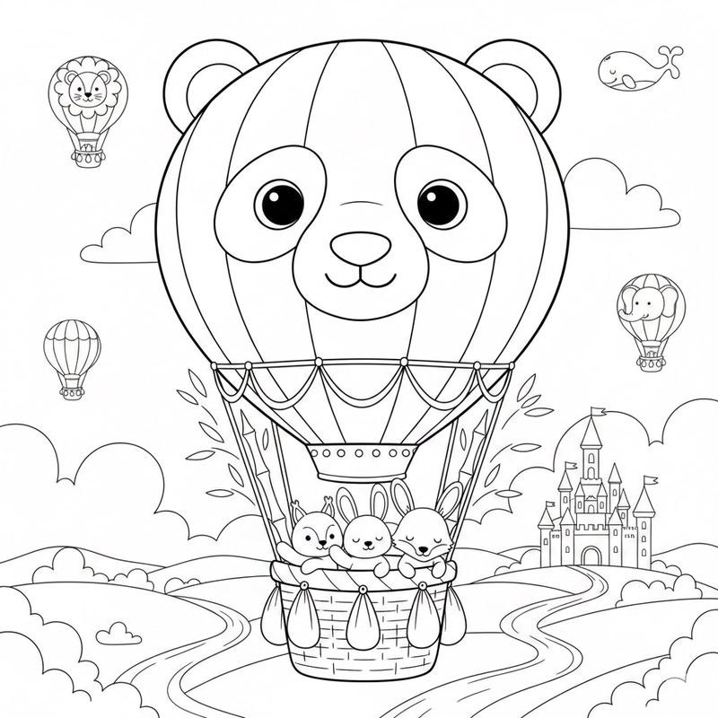 Hình khinh khí cầu tô màu cho bé