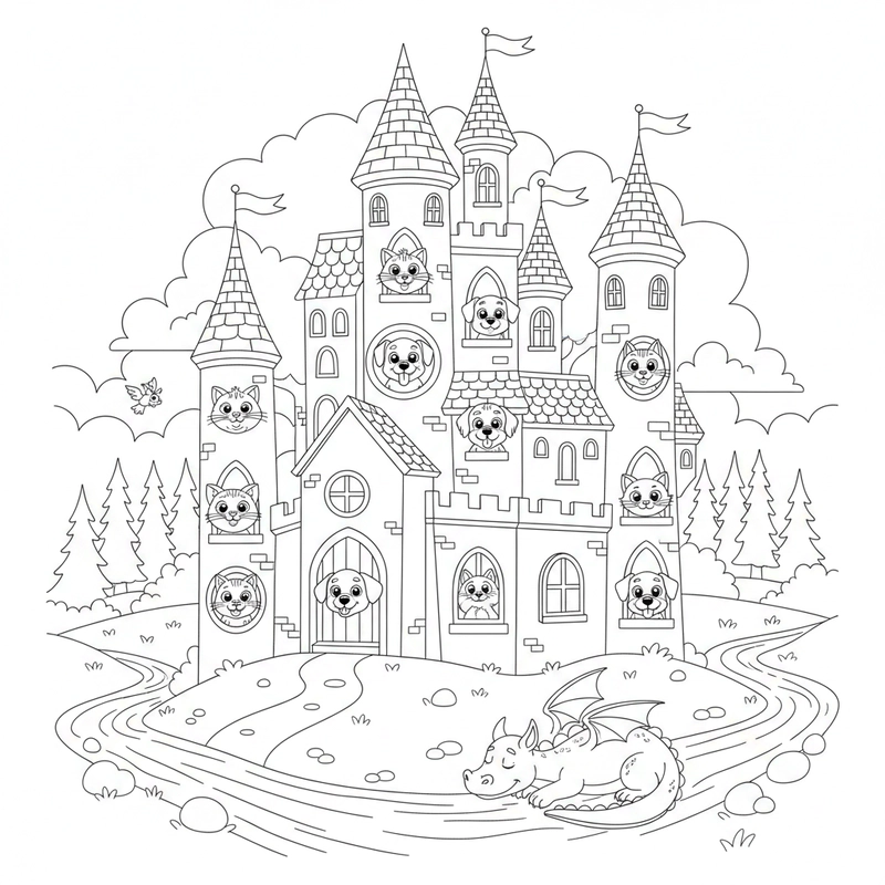 Hình lâu đài cổ tích cho bé tô