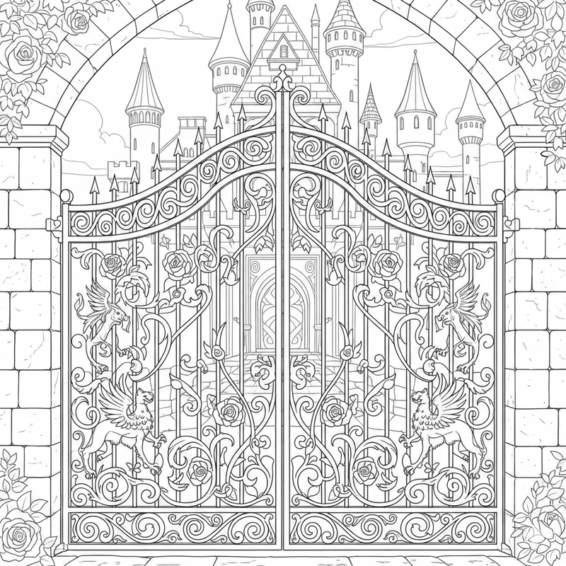 Hình lâu đài tô màu phong cảnh