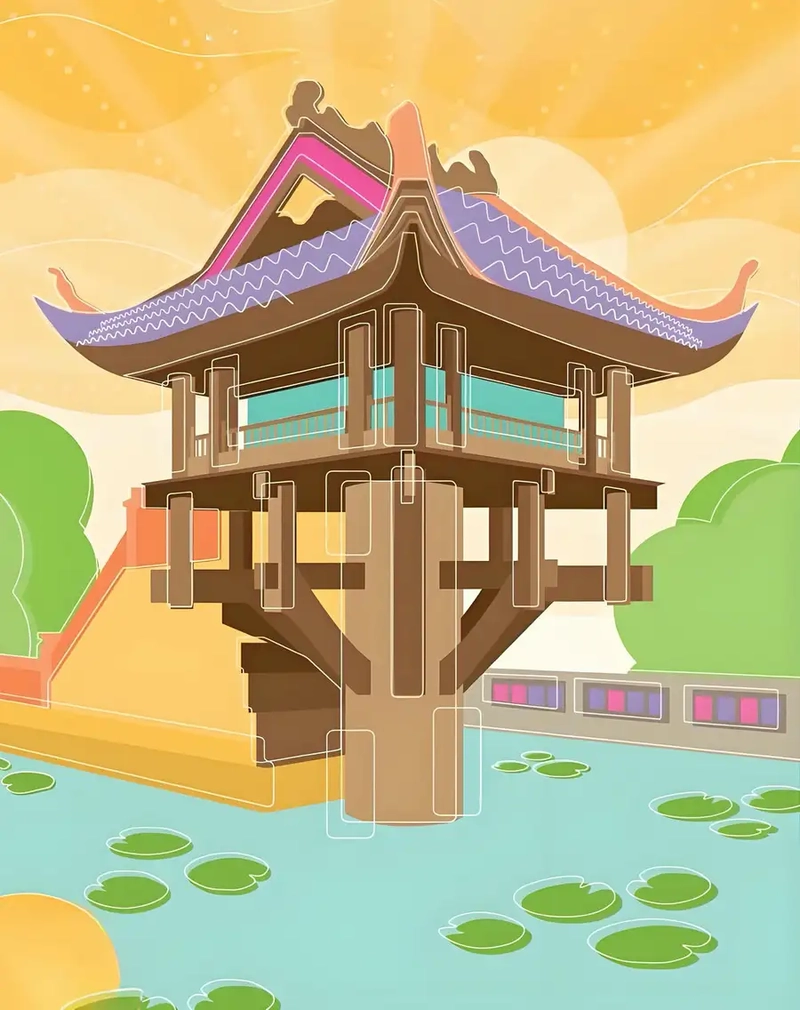 Hình minh họa Chùa Một Cột đơn giản