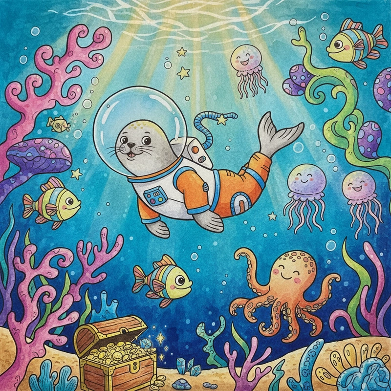 Hình minh họa đáy đại dương sáng tạo