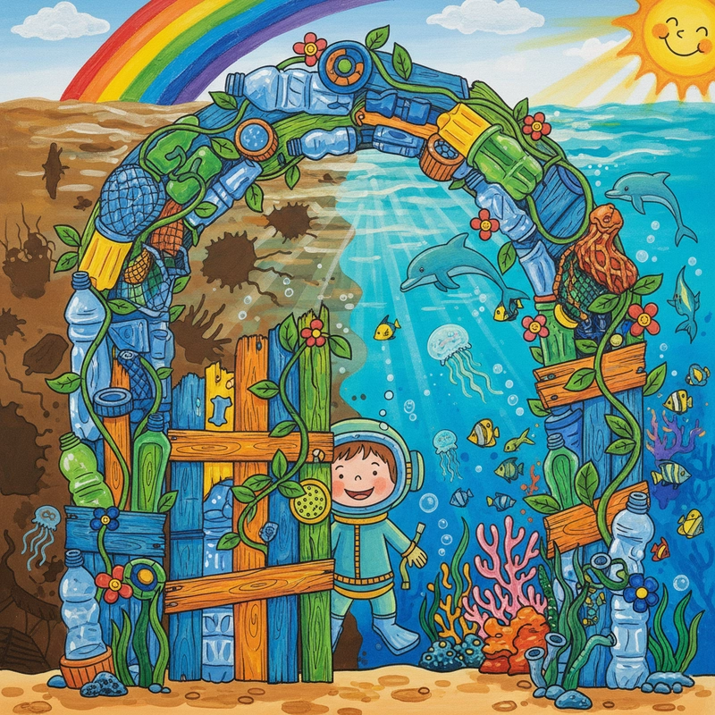 Hình minh họa ý tưởng bảo vệ đại dương xanh