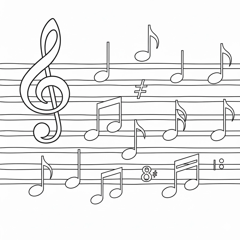 Hình nốt nhạc tô màu phong cách mới