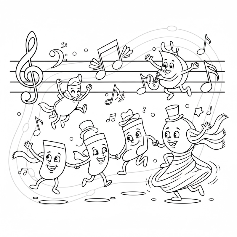 Hình nốt nhạc tô màu sáng tạo