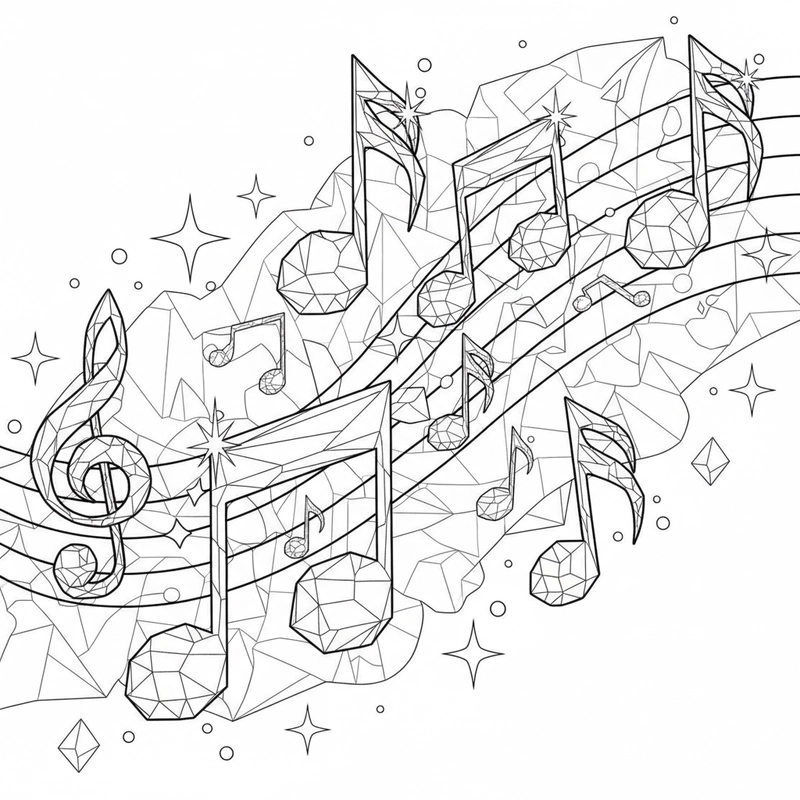 Hình nốt nhạc tô màu sinh động