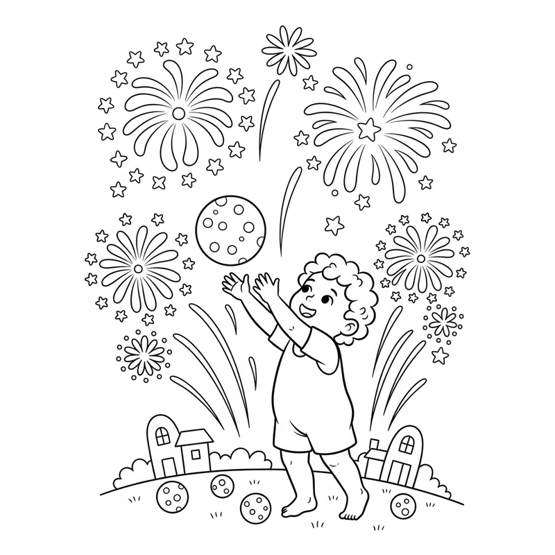 Hình pháo hoa tô màu đầy sắc màu